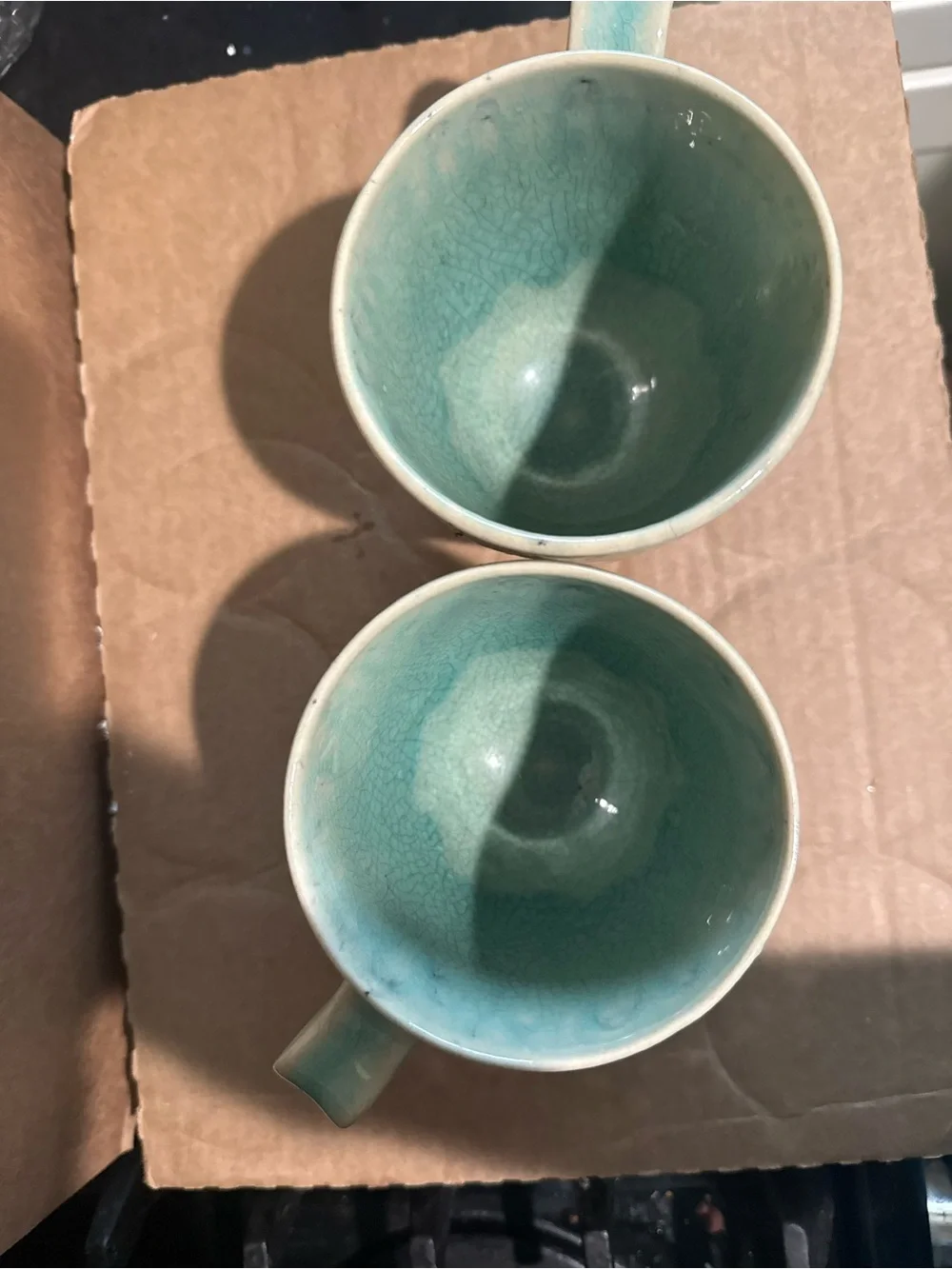 Glazed Ceramic Teal Coffee Mugs - Set of 2